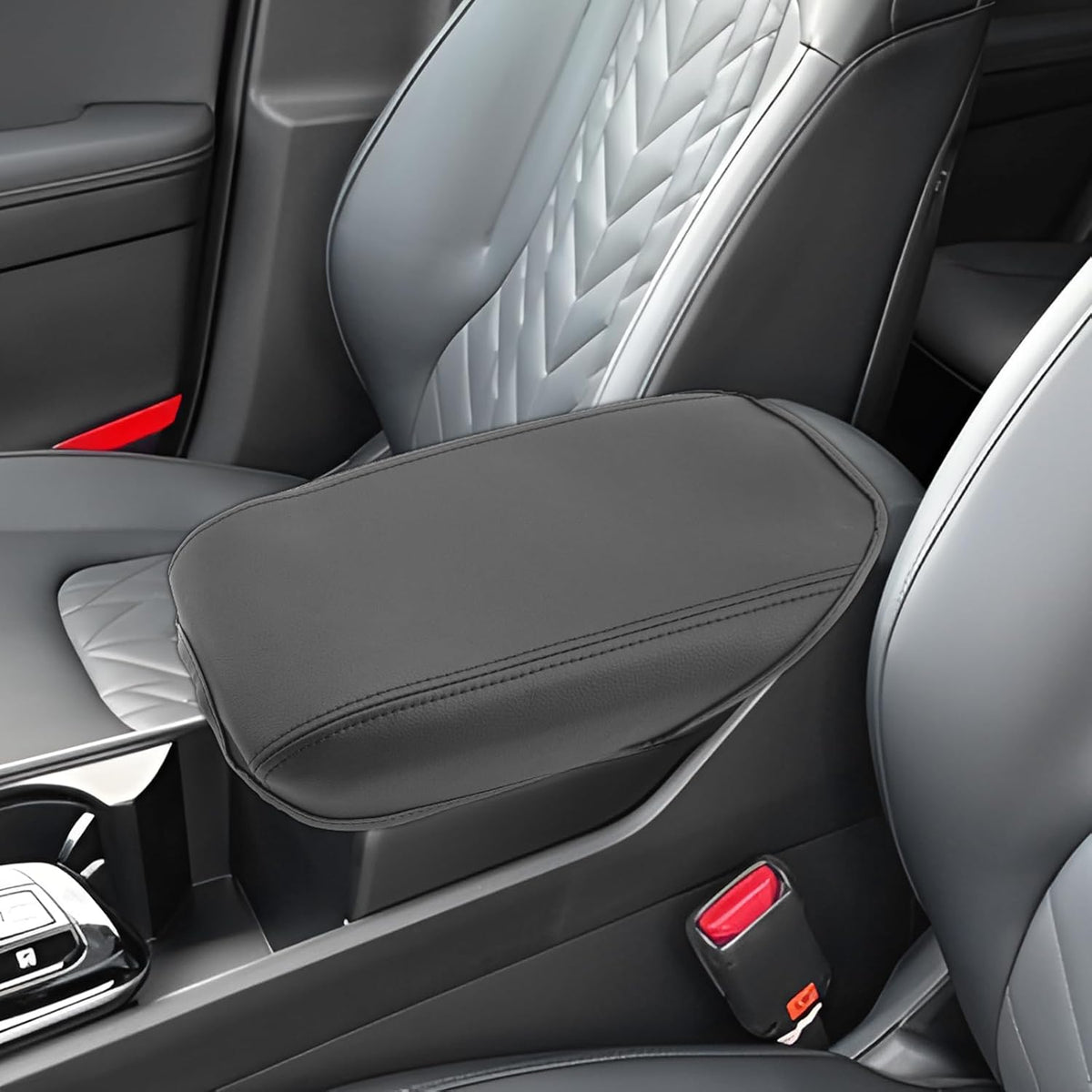 SXCY for 2024 2025 Sportage Armrest Cover for Kia Sportage 2024 2025 Accessories 2023 2024 2025 Sportage Center Console Cover 2024 2025 Sportage Middle Console Cover (Black Leather Cover)