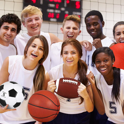 HyDren Sports Balls Set for Teen Adult, Include Official Size Basketball Soccer Ball Football Playground Ball with Pump and Equipment Carry Bag Sports Gift Back to School