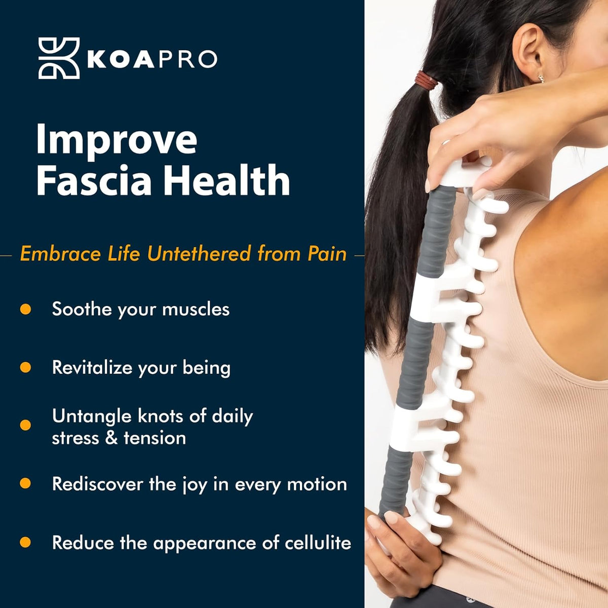 KOAPRO Whole Body Massage Tool - Myofascial Release Tool, Manual Trigger Point and Deep Tissue Massager, Holistic Fascia Health for Cellulite Massage on Legs, Back, and More - Full Body Massage Stick