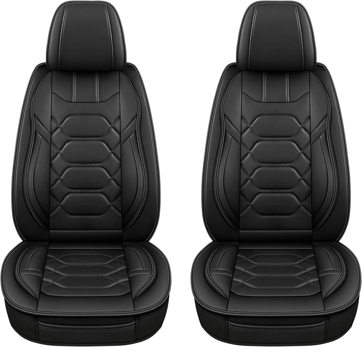 Pariitadin Leather Car Seat Covers Front Pair, Waterproof Faux Leather Seat Covers for Cars, Non-Slip Car Interior Covers Universal Fit for Most Cars Sedans Trucks SUVs, Black