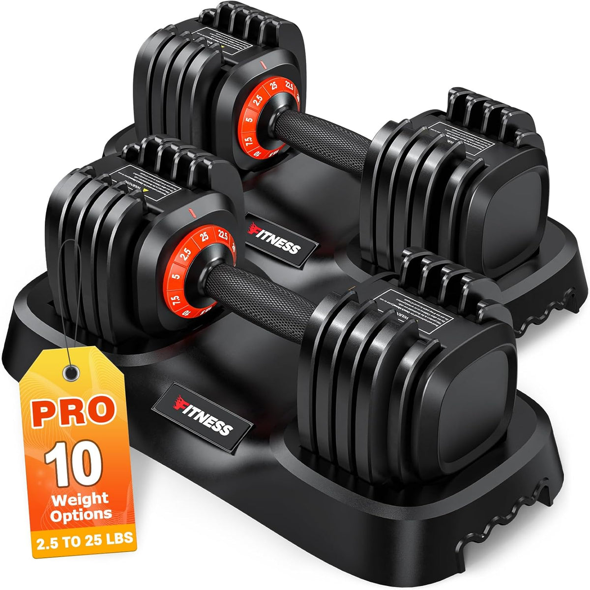 Adjustable Dumbbells Set of 2, 1 Hand Adjustable Weights Dumbbells Set, 5 in 1/10 in 1 Free Dumbbell with Anti-Slip Texture Handle, 25/55/80lb Pair Weight Set For Home Gym Suit both Men and Women