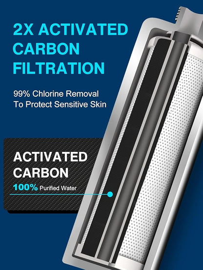 Cobbe Filtered Shower Head with Handheld - Filters Over 99% Of Chlorine - 2.0 Carbon Shower Head Filter System - Water Softener Filters Beads for Hard Water - Reduces Dry Itchy Skin, Chrome