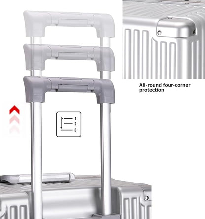 feilario 30in Super Large Captain Aluminum Frame Hardside Spinner Wheels Luggage, Zipperless Checked Suitcase with Cup Holder/Phone Holder