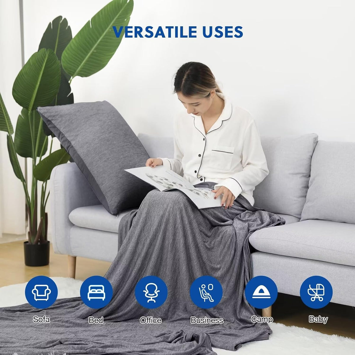 HOMFINE Cooling Blankets for Hot Sleepers - Summer Blanket Thin Lightweight Breathable Soft Double Side Enhanced Cooling for Bed Couch Sofa, Keep Cool for Night Sweats (Black, 50 x 70 inches)