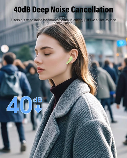 Wireless Earbuds, Bluetooth 5.4 Headphones Bass Stereo, Ear Buds with Noise Cancelling Mic, IP7 Waterproof in Ear Earphones, 36H LED Display Bluetooth Earbuds for Laptop Pad Phones Sports, Grass Green