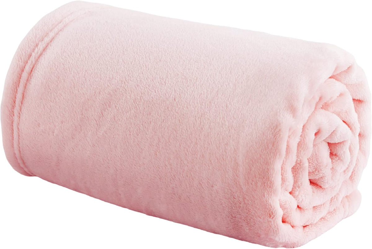 Bedsure Bedding Fleece Blanket for Girls and Boys - Soft Cozy Cute Small Throw Blankets for Travel, 43x55 Inches, Pink