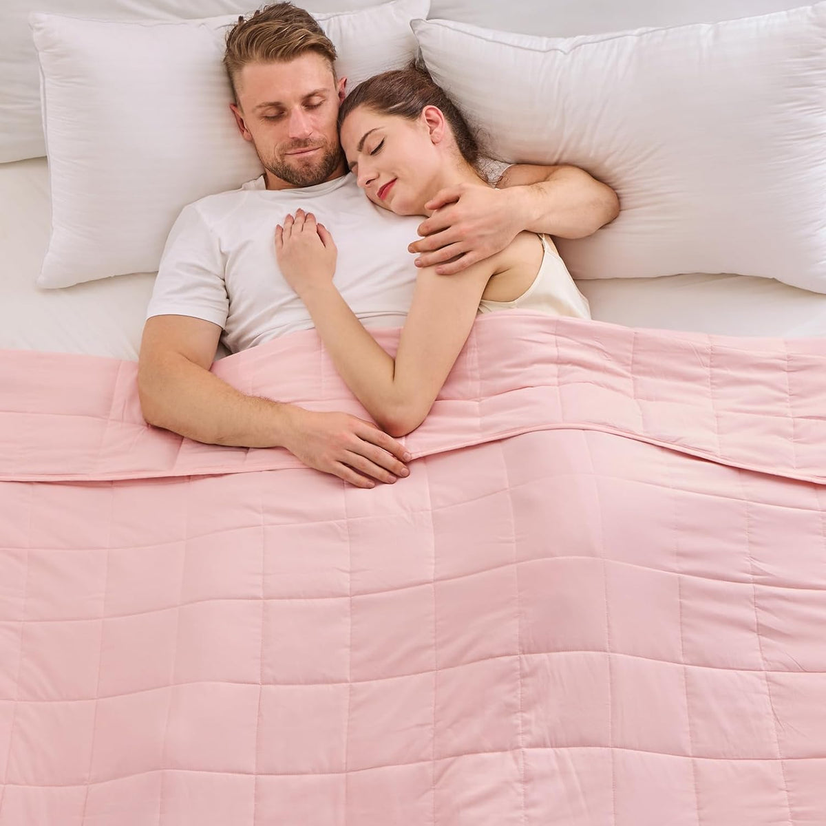 yescool King Size Weighted Blanket for Adults (25 lbs, 80” x 87”, Pink) Cooling Heavy Blanket for Sleeping Perfect for 240-260 lbs, Breathable Blanket for Adults & Couple All Season, Machine Washable