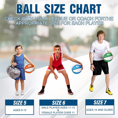 HyDren 12 Pcs Basketballs Bulk with Pump Donation Supplies Size 5/6/7 Deflated Basketball for Outside Sport Operation Machine Stitched Ball