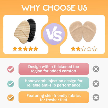 Metatarsal Pads for Women, Ball of Foot Cushions, Heel Inserts, High Heel Comfort Pads (2 Pairs), Anti Slip, Invisible Design
