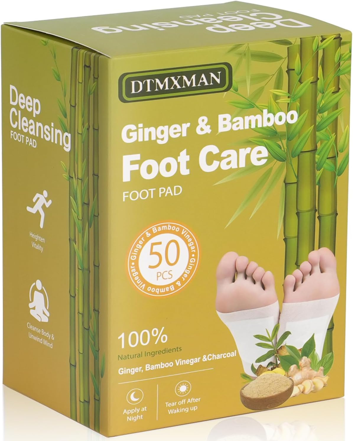50 Packs Ginger Foot Pads, Natural Cleansing, Promoting Sleeping, Suitable for Daily Relaxation Foot Paches