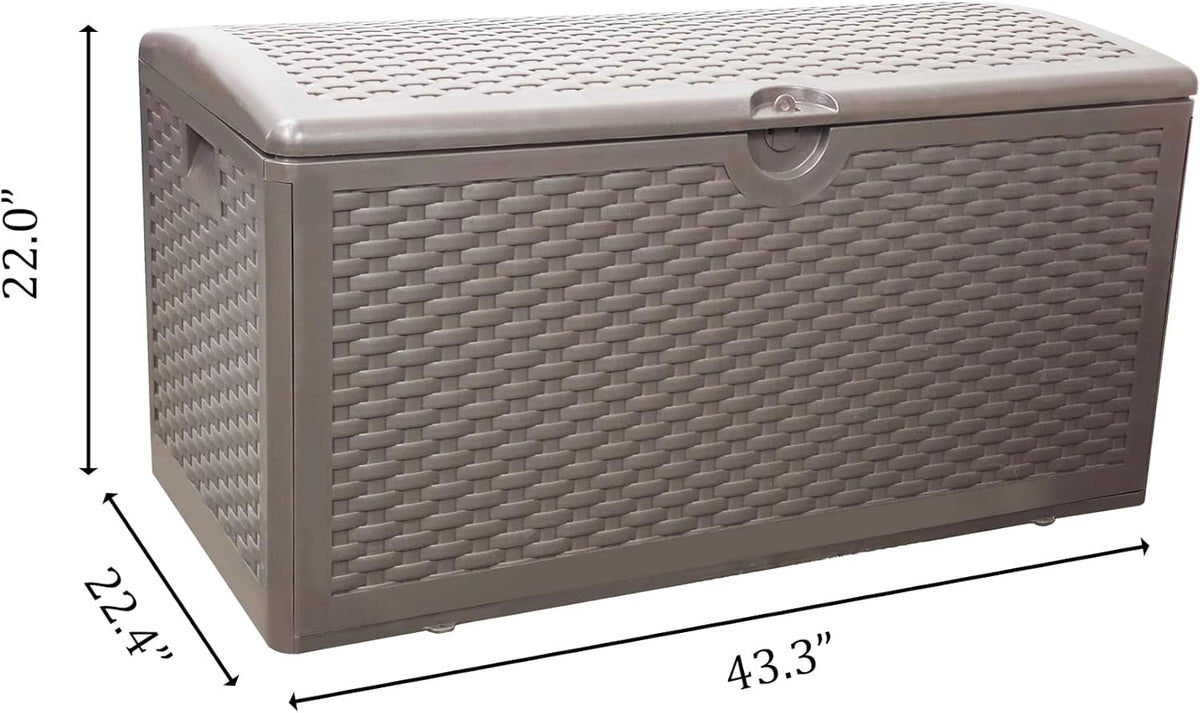 80 Plus Gallon Outdoor Storage Box, Waterproof Resin Deck Box Outdoor Storage Bin for Patio, Poolside, and Garden, Lockable & UV-Resistant, Ideal for Small Spaces, Brown