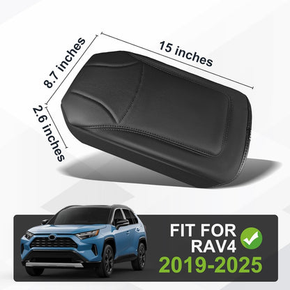 Muslogy Center Console Armrest Cover Compatible with Toyota RAV4 2019-2025 Comfort Armrest Pad Arm Rest Cushion Vegan Leather Protector Regular Thick