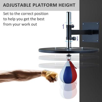 Soozier Speed Bag Boxing Punching Bag with Height Adjustable, Wall Mount Door Speed Bag, Martial Arts, MMA, and Boxing Equipment for Home Training, 9" H x 7" Dia.