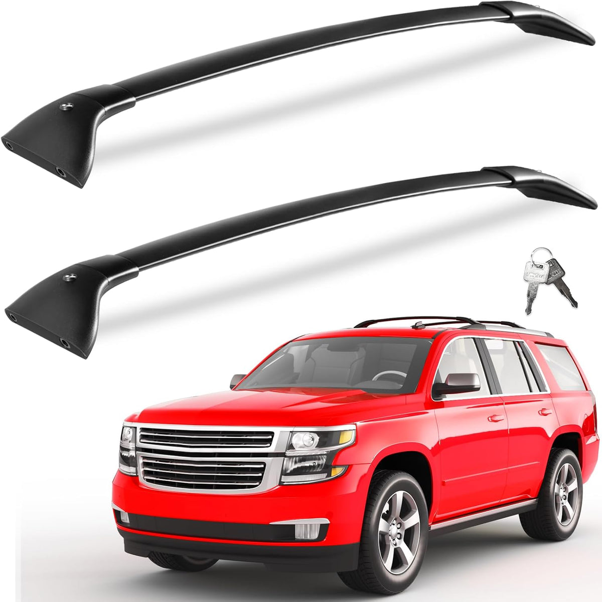 KINGGERI Lockable 220lbs Roof Rack Cross Bars Compatible with 2015-2020 Chevy Tahoe & Chevrolet Suburban, GMC Yukon & Yukon XL, Cadillac Escalade & Escalade ESV, Heavy Duty Aluminum Roof Rails