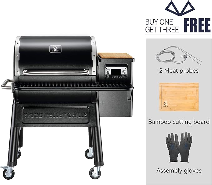 Z GRILLS 7052B Wood Pellet Grill and Smoker with WIFI Smart Home Technology, PID Controller, 709 sq. in, Black