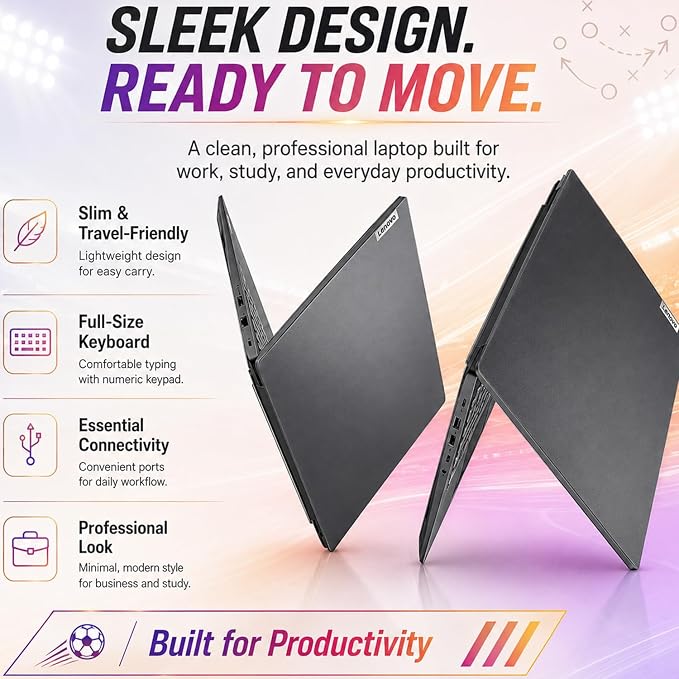 Lenovo V15 Ultra Slim College Student Laptop | 15.6" Anti-Glare FHD Display | Powerful Intel Quad-Core Processor | 16GB DDR5 RAM | 256GB SSD | Wi-Fi 6, Ethernet, HDMI, All-Day Battery | Windows 11 Pro