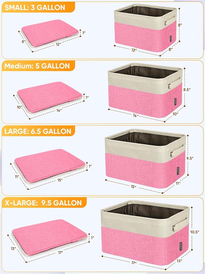BALEINE 1 Pack Fabric Closet Storage Bins for Shelves, Linen Closet Organizers and Storage, Decorative Baskets for Organizing, Shelf, Clothes, Home, Office (Pink, 17''x13''x10.5'')