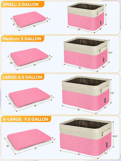 BALEINE 1 Pack Fabric Closet Storage Bins for Shelves, Linen Closet Organizers and Storage, Decorative Baskets for Organizing, Shelf, Clothes, Home, Office (Pink, 17''x13''x10.5'')
