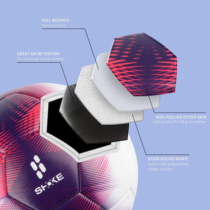 SHOKE Soccer Ball Size 5 Official Size Soccer Ball Thermal Bonded Training Slip Resistant