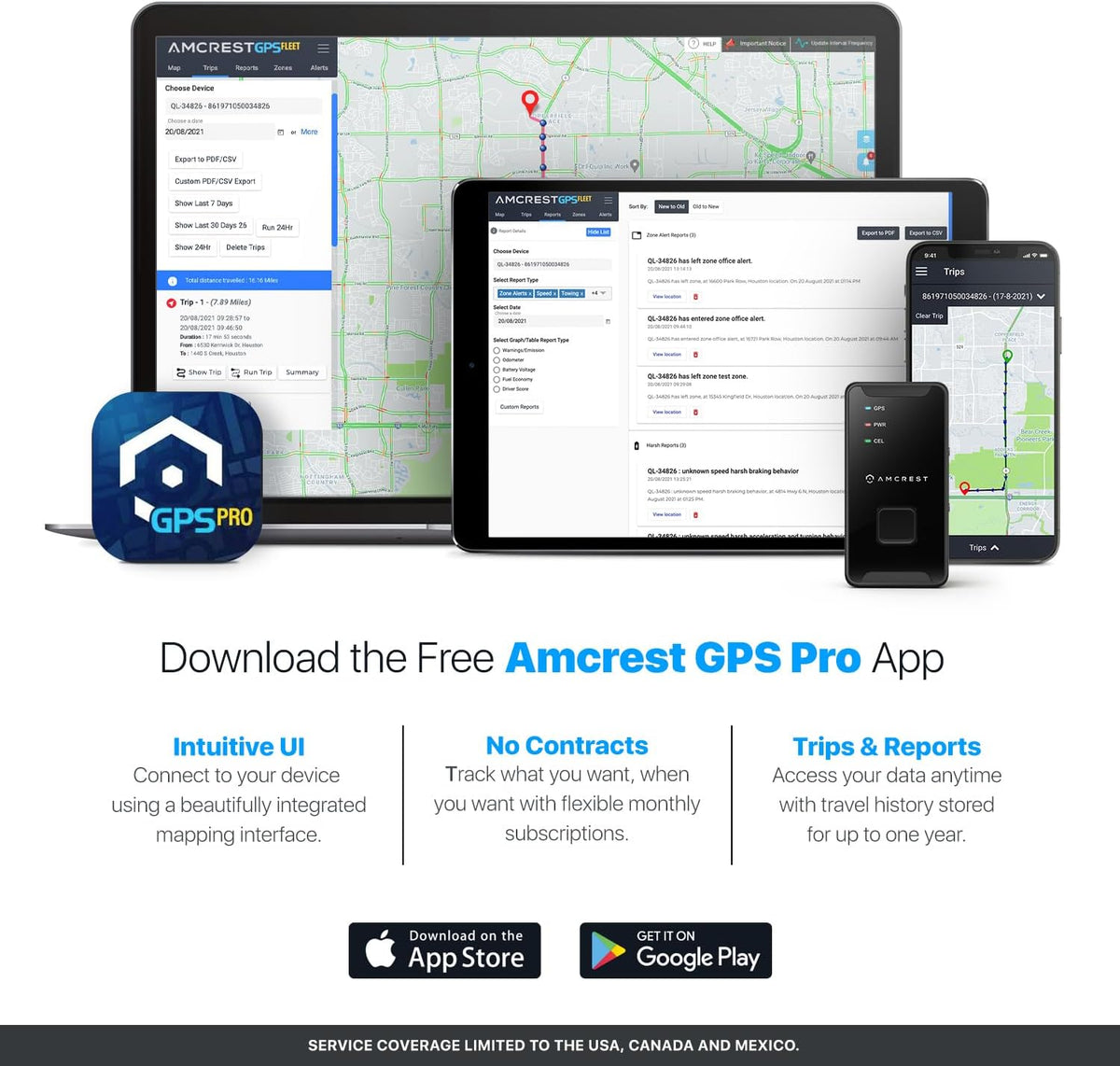 Amcrest GPS GL300 GPS Tracker for Vehicles (4G LTE) - Portable Mini Hidden Real-Time GPS Tracking Device for Vehicles, Cars, Kids, Pets, Assets, Text/Email/Push Alerts, Twin Magnet Weatherproof Case