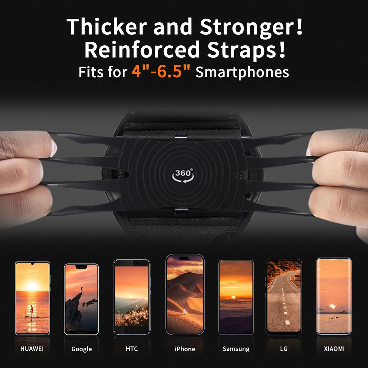 Wristband Phone Holder for Running,Phone Wrist Strap 360° Rotation & Detachable - Compatible with iPhone 16/15/13/XR, for Samsung and More - Fits 4''-6.5'' Phones - for Walking(S)