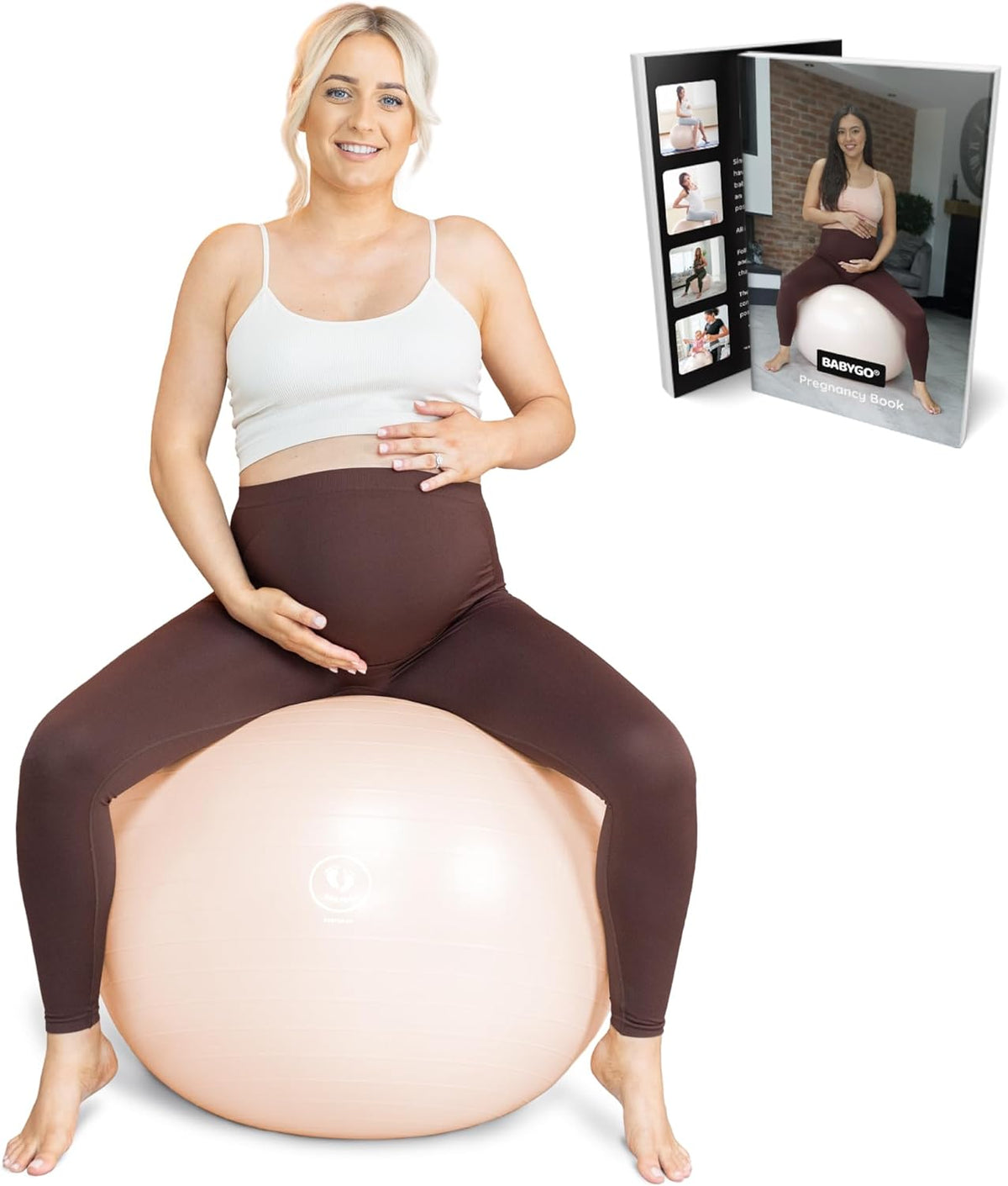 BABYGO® Birthing Ball for Pregnancy & Labor + Our Award Winning Book - Exercise, Birth & Recovery Plan, 5X Stronger Than a Yoga Ball with Eco Friendly Material