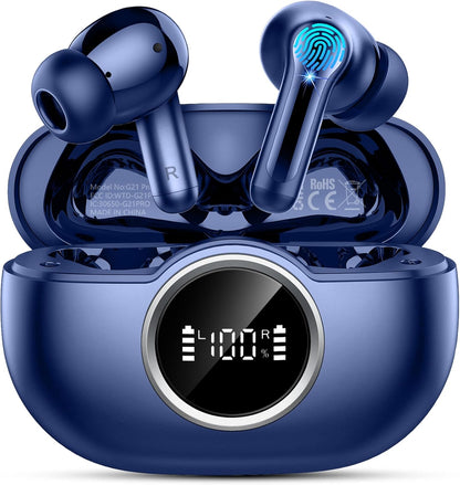 Bluetooth 5.4 Headphones, 2025 Wireless Earbuds 3D Hi-Fi Stereo Bass Ear Buds, 4 ENC Noise Cancelling Mic, 40H USB-C in-Ear Earphone Sport, 3g IP-X7 Waterproof Workout Gym for Android iOS Laptop Pad