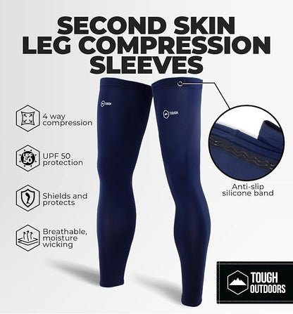 Tough Outdoors Leg Compression Sleeve - Leg Sleeves for Men & Women - Compression Calf Sleeves - Basketball Football Cycling