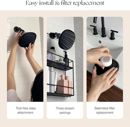 Canopy Filtered Shower Head - High Pressure Shower Head Filter for Hard Water - Shower Filter To Remove Impurities for Healthier Scalp, Skin & Hair - Support Hair Growth & Minimize Breakage - Nickel