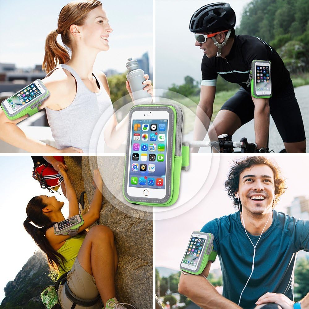 LENPOW Multifunctional Outdoor Sports Armband Sweatproof Running Armbag Casual Arm Package Bag Gym Fitness Cell Phone Bag Key Holder for iPhone 16 15 14 13 12 Pro MAX Plus Samsung Galaxy Note S24 S23