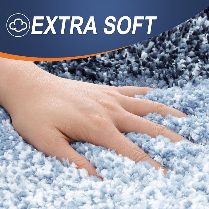 OLANLY Luxury Toilet Rugs U-Shaped 24x20, Extra Soft and Absorbent Microfiber Bathroom Rugs, Non-Slip Plush Shaggy Bath Mat, Machine Wash Dry, Contour Bathroom Mats for Toilet Base, Navy Blue