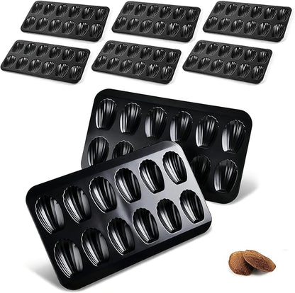 8pc Nonstick Madeleine Pan for Baking, 12-Cavity Shell Shape Cake and Cookie Mold Tray, Carbon Steel Cookie Molds, Send Goods from Local Warehouse (8 PC)