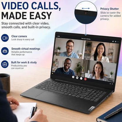 Lenovo V15 Ultra Slim College Student Laptop | 15.6" Anti-Glare FHD Display | Powerful Intel Quad-Core Processor | 16GB DDR5 RAM | 256GB SSD | Wi-Fi 6, Ethernet, HDMI, All-Day Battery | Windows 11 Pro