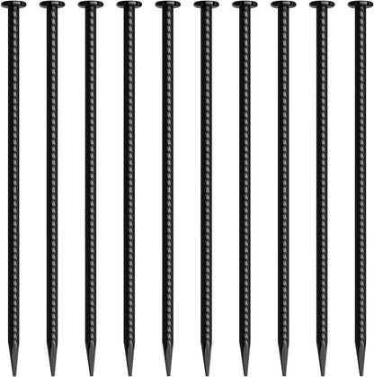 16 Inch Rebar Stakes 10 Pack Heavy Duty Ground Anchors 1/2 Inch Diameter Galvanized Steel Asphalt Anchoring Metal Spikes for Speed Bump, Parking Curb and Camping Tent
