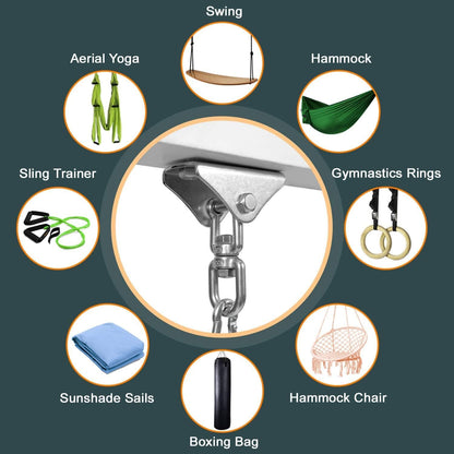 Yes4All Punching Bag Hanger, Stainless Steel Swivel Chain with 4 Snap Hooks for Heavy Bag, Gym Swing, Trapeze, and Hammock