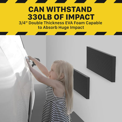 Fosmon Garage Wall Protector for Car Doors (4 Packs), 3/4" Ultra Thick Garage Wall Bumper Guard with EVA Foam (Up to 300LB Impact) and Mesh Self Adhesive Padding for Warehouse Parking Assist- Black