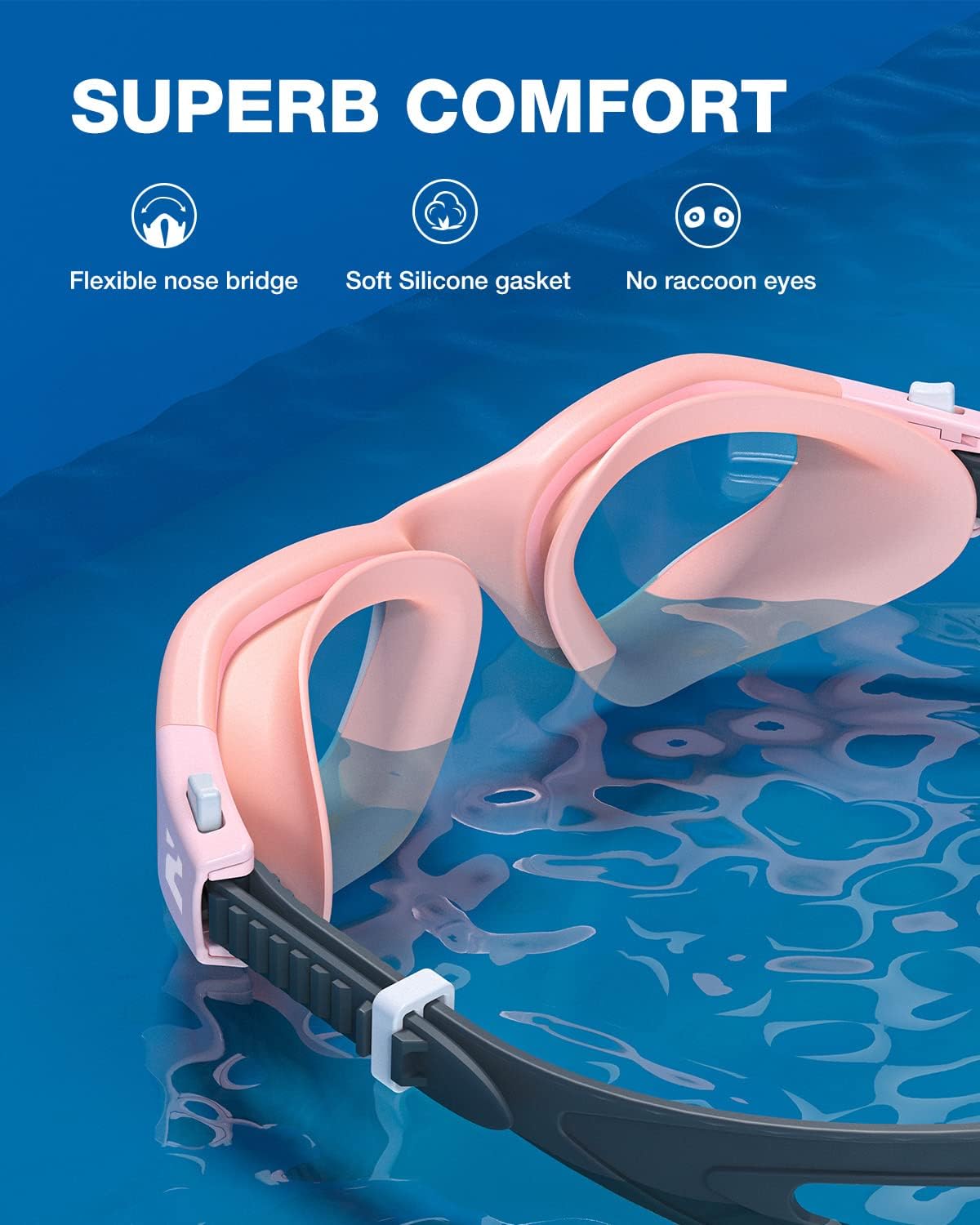 ZIONOR Swim Goggles, G1 SE Swimming Goggles Anti-fog for Adult Men Women