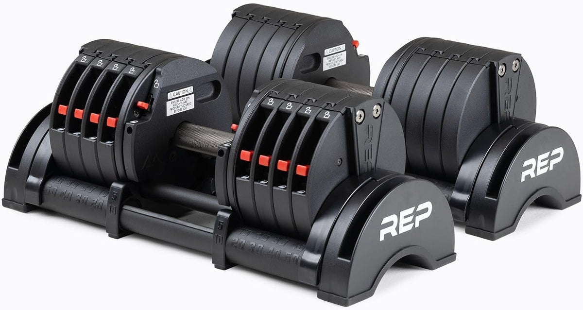 Rep Fitness Quickdraw Adjustable Dumbbells, Multiple weight ranges available including: 5-30, 5-40,5-50 and 5-60 lbs