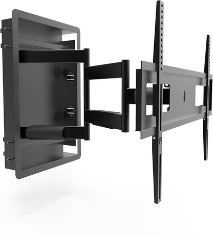 Kanto R500 Recessed In-Wall Full Motion Articulating TV Mount for 46-inch to 80-inch TVs | Ultra Low Profile | Swivel and Tilt Capable | Cable Management for Clean Setup