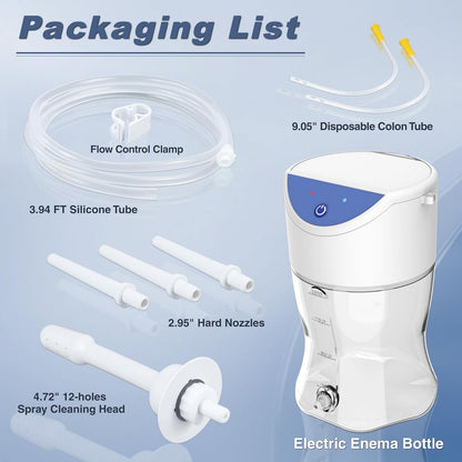 Electric Enema Bottle Set, TopQuaFocus Colon Cleanse Enema Kit for Women and Men, Feminine Care Douches with 3.96ft Silicone Hose, Automatic Organic Home Coffee Colonic Cleansing Enemas-BPA Free