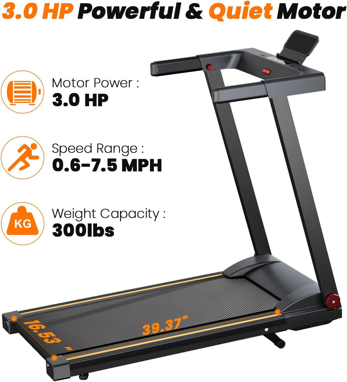 Treadmills for Home, 4-in-1 Foldable Treadmill with Incline, 300 LBS Capacity Running Treadmills for Home Small Spaces with Handles, 3.0 HP Folding Treadmill with Smart APP
