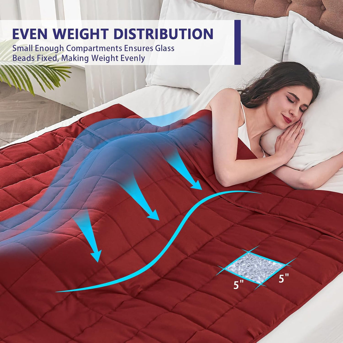King Size Weighted Blanket for Adults (25 lbs, 80” x 87”, Red) Cooling Heavy Blanket for Sleeping Perfect for 240-260 lbs, Breathable Blanket for Adults & Couple All Season, Machine Washable