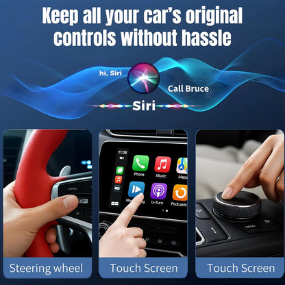 Wireless CarPlay Adapter for iPhone - Converts Factory Wired to Wireless, Plug & Play, Stable Auto-Connect for iOS 10+ & Factory CarPlay Cars (Pro Mini Design)