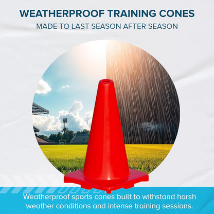 LVL10 Pro Training Cones - 12" Large Soccer Cones for Sports Training - for Basketball, Football, Basketball and Agility Drills - Soccer Field Markers That Won't Crack, Slide or Fly