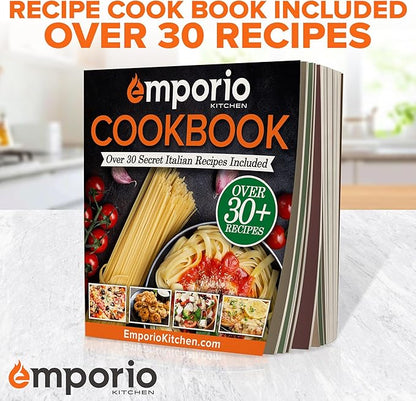 Emporio Kitchen Stackable Baking Pan Set - Deluxe Nonstick Gray Marble Coating, Carbon Steel Bakeware Sets, PFOA, PFOS, PTFE Free, Recipe Booklet Included, Oven Safe (Up to 450°F), Set of 7