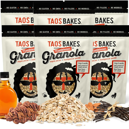 Taos Bakes - Maple Pecan & Madagascar Vanillar Granola - Crunchy Granola Breakfast Snack - Gluten Free, No GMOS, No Fillers - 10 oz (Pack of 6)