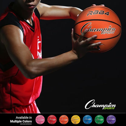 Champion Sports Rubber Basketballs – Durable Indoor & Outdoor Training & Recreational Game Balls, Multiple Sizes & Colors
