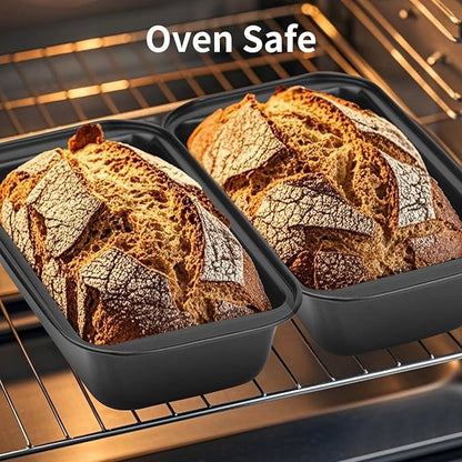 Novery 2PCS Nonstick Bread Pan - 8” x 4” Carbon Steel Loaf Baking Pans, Dishes，Rectangle Baking Supplies for Homemade Bread, Meatloaf, Cakes, Sourdough, Brownies, and Lasagnas
