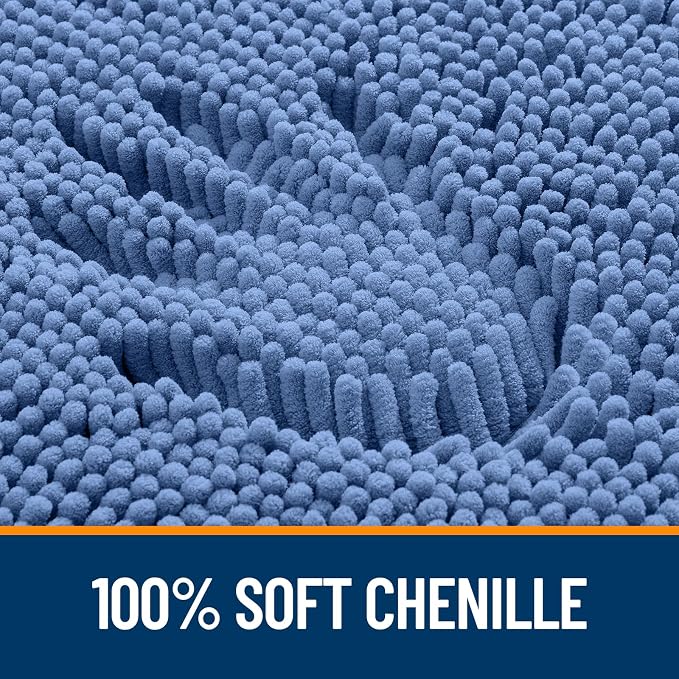 OLANLY Toilet Rugs U-Shaped 20x20, Extra Soft Absorbent Chenille Contour Bathroom Rugs for Toilet, Dry Quickly, Machine Washable, Non-Slip Bath Mat, Cornflower Blue