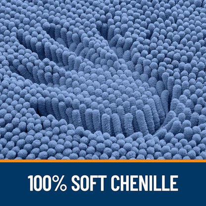 OLANLY Toilet Rugs U-Shaped 20x20, Extra Soft Absorbent Chenille Contour Bathroom Rugs for Toilet, Dry Quickly, Machine Washable, Non-Slip Bath Mat, Cornflower Blue
